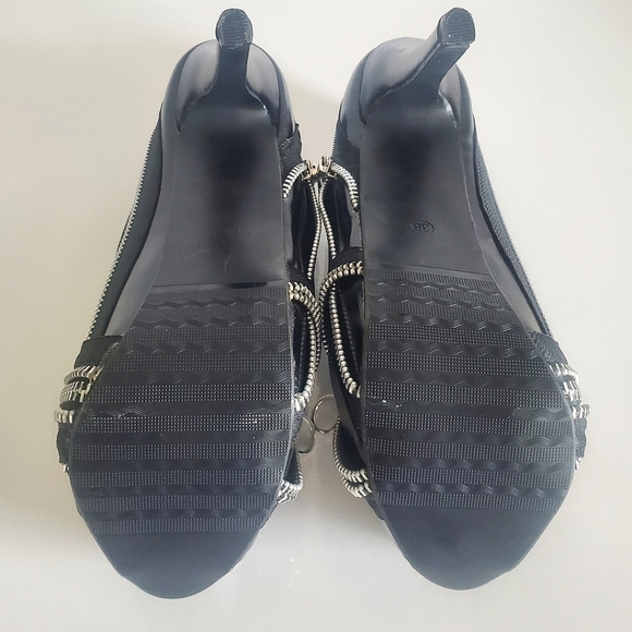 Show Story Punk Zip Peeptoe Platform 5.5" Heels Pumps Stilletto Black Sexy New - Picture 11 of 15